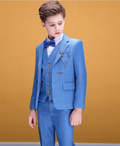 Handsome Plaid Blue Suit