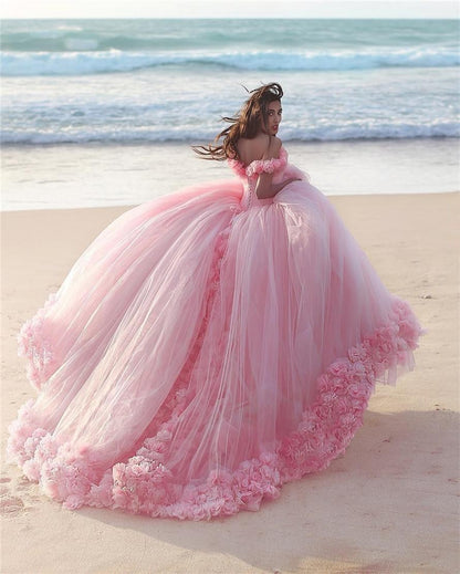 Glamorous Flower Rose Bridal Dress